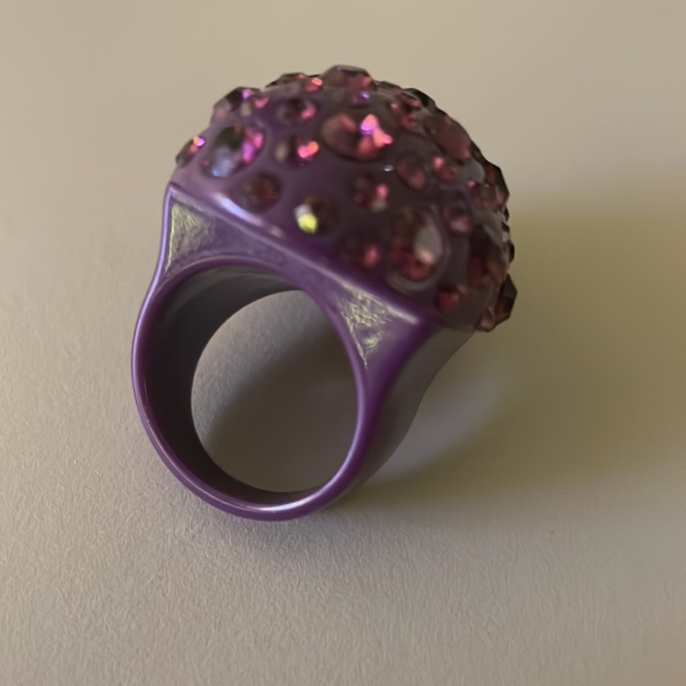 Purple Rhinestone Ring SZ 8 - Picture 5 of 7